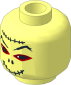Minifig Head Mummy with Red Eyes and Stiches Pattern