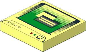 Tile  2 x  2 with Green Monitor Screen, Plain Power Button and Dark Grey Window Pattern