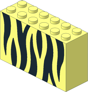 Brick  2 x  6 x  3 with Black Animal Stripes Pattern