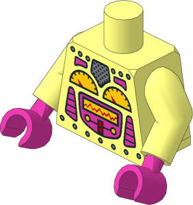 Minifig Torso with Arms and Hands with Female Clockwork Robot Pattern