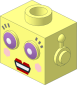 Minifig Head Robot Toy with Lavender Eyes and Red Lips Display Pattern