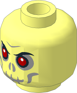 Minifig Head Skull Undead with Red Eyes and Light Bluish Grey Mouth Pattern