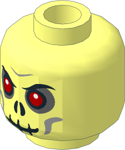 Minifig Head Skull Undead with Red Eyes and Black Mouth Pattern