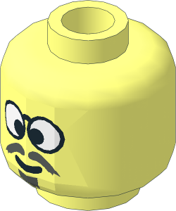 Minifig Head with Glasses with Grey Moustache, Crosseyed Pattern