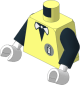 Minifig Torso with Arms and Hands with White Bowtie and Information Center Logo and Lego Logo on Back Pattern