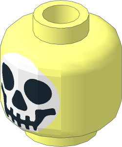 Minifig Head with Skull on White Circle Pattern