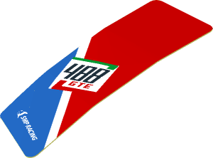 Sticker  2.5 x  0.8 with 488 GTE Logo on Blue Triangle on Red Background (Formed)