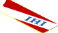 Sticker  1.8 x  3.8 with Blue Text IHI in White Stripe on Red Background Right