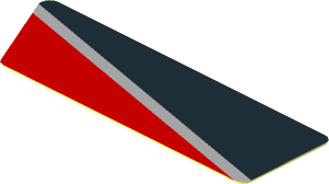 Sticker  0.8 x  2.5 with Black Trapezoid on Red Background Right