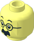 Minifig Head with Black Eyebrows, Thick Moustache and Round Glasses Pattern