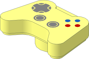 Minifig Video Game Controller with Metallic Silver, Red and Blue Buttons Pattern