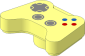 Minifig Video Game Controller with Metallic Silver, Red and Blue Buttons Pattern