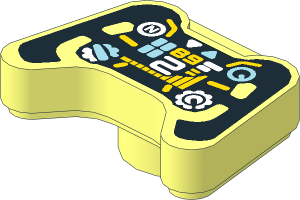 Minifig Video Game Controller with Azure, Yellow and White Display and Buttons Pattern