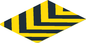 =Sticker  1.6 x  1.3 with  5 Yellow/Black Chevrons Downwards