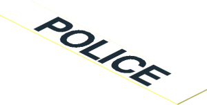 Sticker  0.4 x  2.4 with Black "POLICE" on White Background