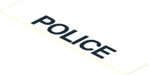 Sticker  1.1 x  6.3 with Black "POLICE" on White Background