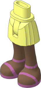 Figure Friends Hips and Legs with Short Skirt with Medium Brown Legs and Metallic Pink Ankle and Foot Strap Sandals Pattern