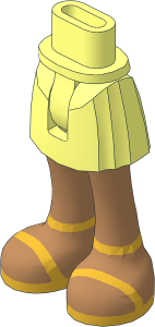 Figure Friends Hips and Legs with Short Skirt with Medium Nougat Legs and Gold Ankle and Foot Strap Sandals Pattern