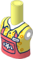 Figure Friends Girl Torso with Coral and Bright Light Orange Shirt, Dark Blue Trim and White Flower Pattern