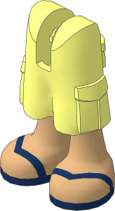 Figure Friends Legs with Cargo Pants with Medium Tan Legs and Dark Blue V-Shaped Straps Sandals Pattern