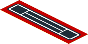 Sticker  1.1 x  3.9 with Black Car Front on Red Background