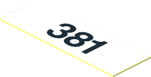 Sticker  0.4 x  1.2 with Black "381" on White Background