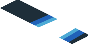 ~Sticker  1.8 x  3 with White Trapezoid and Light Blue Stripes on Black Background Right - First Face