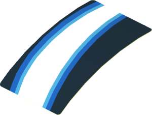 Sticker  1.8 x  3.0 White Trapezoid and Light blue Stripes on Black Background Left (Formed)