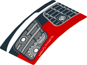 Sticker  1.8 x  3 with Headlamp and Front Bumper on Black Background Left (Formed)