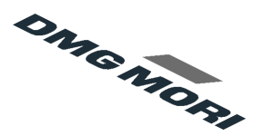 ~Sticker  3.0 x  1.8 with Black "DMG MORI" and White "919" in Red Frame and Dark Grey Lines on White Background - First Face