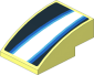 Slope Brick Curved  3 x  2 with White Trapezoid and Light blue Stripes on Black Background Right Sticker