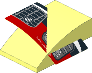 Slope Brick Curved  3 x  2 with Headlamp and Front Bumper on Black Background Right Sticker