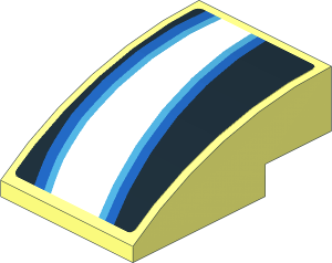 Slope Brick Curved  3 x  2 with White Trapezoid and Light blue Stripes on Black Background Left Sticker