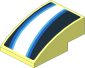 Slope Brick Curved  3 x  2 with White Trapezoid and Light blue Stripes on Black Background Left Sticker