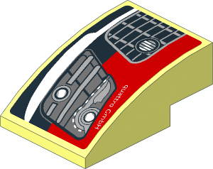 Slope Brick Curved  3 x  2 with Headlamp and Front Bumper on Black Background Left Sticker