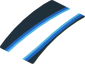 Sticker  1.8 x  3.0 White Trapezoid and Light blue Stripes on Black Background Right (Formed)