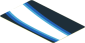 Sticker  1.8 x  3.0 with White Trapezoid and Light blue Stripes on Black Background Right