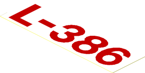 =Sticker  1 x  3.5 with Red "L-386"