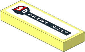 Tile  1 x  3 with "3D Print 9217" in Black on White Background Sticker