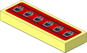 Tile  1 x  3 with 6 Black Trapezoid inside 2 Black Lines on Red Background Sticker