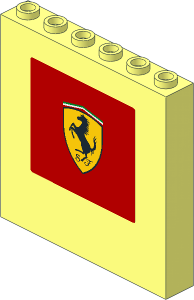 Panel  1 x  6 x  5 with Ferrari Logo on Red Background Sticker