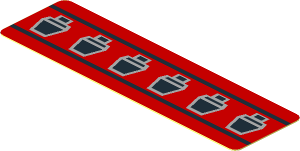 Sticker  0.8 x  2.8 with 6 Black Trapezoid inside 2 Black Lines on Red Background