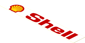 Sticker  1.1 x  7.2 with "Shell" and Shell Logo 1971 - Logo Left on White
