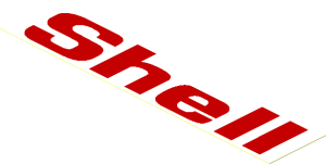 =Sticker  1.2 x  5.3 with "Shell" sign on White Background