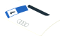 Sticker  1.9 x  3.8 with Grey Audi Logo and Black  4 on Blue and White Frame on White Background (Formed)
