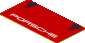 Sticker  1.9 x  3.8 with Black Air Vents and White "PORSCHE" on Red Background (Needs Work)