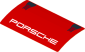 Sticker  1.9 x  3.8 with Black Air Vents and White "PORSCHE" on Red Background (Formed) (Needs work)