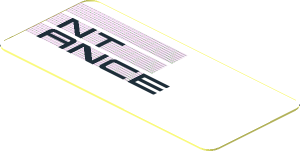 Sticker  0.8 x  1.8 with Black "NT ANCE" on Black Halftone Stripes on White Background (Needs Work)