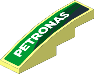 Slope Brick Curved  4 x  1 with White "PETRONAS" on Black and Green Background Right Sticker