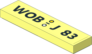 Tile  1 x  4 with Black "WOB - J 83" on Transparent Background Sticker